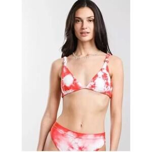 Dippin Daisys Hot Coral White Tie Dye Bikini Set Size Large